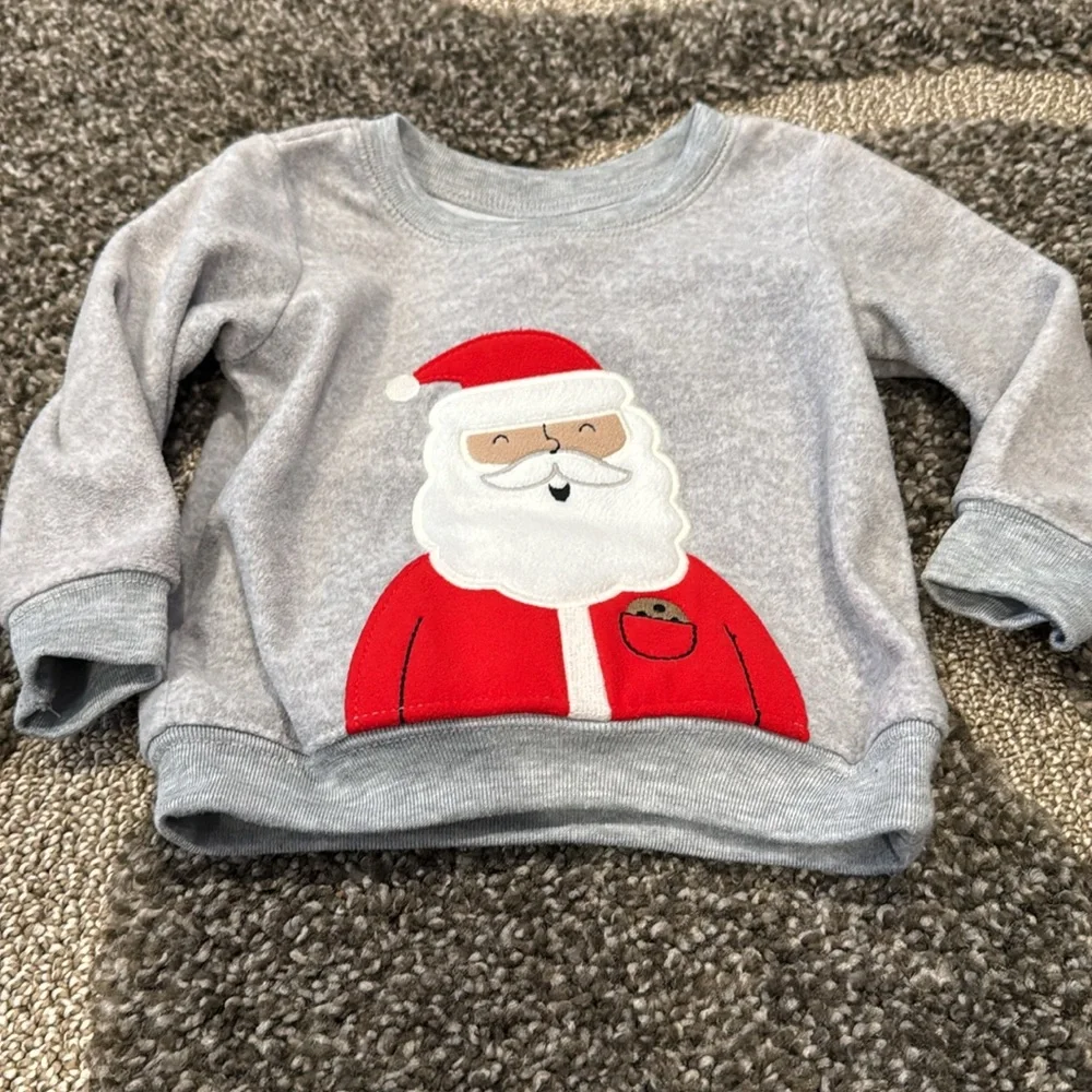Just One You Carters Baby Boy Light Gray Santa Claus Crewneck Sweatshirt 9M